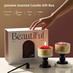 Boîte cadeau de bougie parfumée Camellia pour la Saint-Valentin, Pâques, faveurs de mariage, cadeau d'anniversaire haut de gamme, fait main, personnalisable, <span class=keywords><strong>cire</strong></span> de soja - Product Image 2