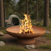 Brasero d'extérieur en acier pour fêtes et camping, foyer rond en acier Corten, design personnalisé, poêle à bois