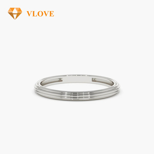 แหวนแต่งงานแบบบาง 2 มม. ทำด้วยมือ ทอง 14K แหวนแบบหลายเส้นซ้อนกันได้ สำหรับผู้ชายและผู้หญิง ของขวัญหมั้นแบบมินิมอล - Product Image 3