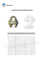 HIDEA Collier de serrage pour câble en acier malléable de type B JIS EN13411-5 Annexe, 5mm 40mm, électrogalvanisé, avec boulon en U