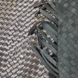 Material de zapatos de cuero tejido de vaca genuino trenzado hecho a mano para hombres - Product Image 6