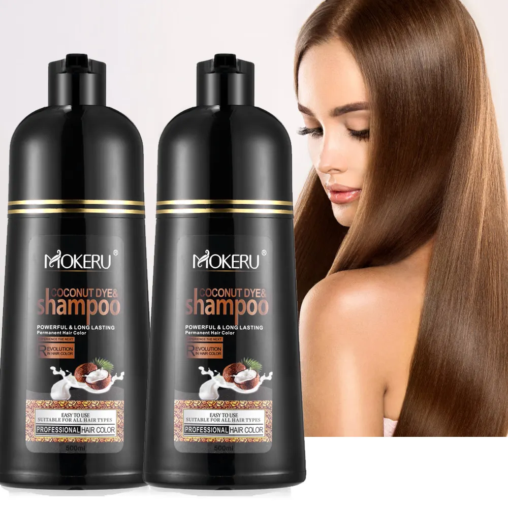 Private Label Accept Customize Logo Mokeru 5 Mins Fast Black Hair Dye Shampoo For Gray and White Hair Coloring