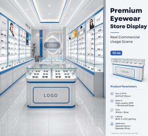 <span class=keywords><strong>Vitrine</strong></span> d'exposition optique en verre trempé à 360 degrés avec éclairage LED, meuble de vente de lunettes de luxe - Product Image 3