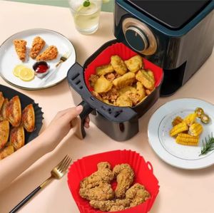 Friteuses à air en silicone de 9 pouces Plateau de cuisson pour four Pizza Poulet frit <span class=keywords><strong>Airfryer</strong></span> Panier en silicone Accessoires de revêtement de poêle <span class=keywords><strong>Airfryer</strong></span> réutilisables - Product Image 2