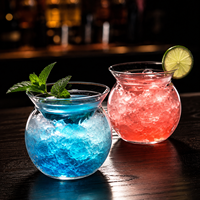 Verre à vin sans pied en borosilicate transparent, créatif et unique, 5oz 7oz, pour boissons, jus, café, latte, Americano glacé, idéal pour les bars
