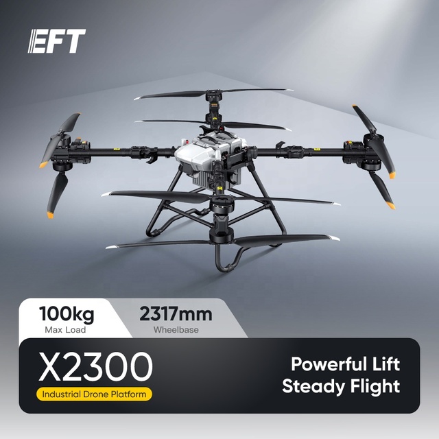 EFT 100kg Heavy Lift UAV X2300 PNP Set Industrial Drones with Integrated Hobbywing E13-M KV45 Motors and 57inch 5720 Propellers