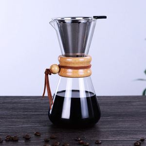 กาต้มกาแฟแก้วซิลิกาเจลทำมือทนความร้อนสูง ขายดี พร้อมก้านกรอง และด้ามจับไม้ยางพารา สำหรับชงชาและกาแฟ - Product Image 6