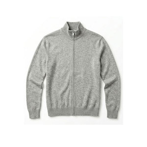 Nicest Quality Plain <b>Jersey</b> Knit Long Sleeve Full Zip 80% Ecovero Viscose 2O% Nylon 12GG Custom Mens <b>Cardigan</b> - Product Image 1