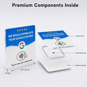 Tarjeta NFC de reseñas de Google, acrílica, para restaurante, cafetería, tienda, adhesivo para mostrador o puerta, mejora las valoraciones, idiomas: EN, FR, DE, <span class=keywords><strong>ES</strong></span>, IT - Product Image 3