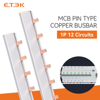 Barre omnibus en cuivre ETEK EK101-2 de type broche, 1P 63A, section transversale de 10 mm, bornier à fils enfichables scellé 12 voies pour applications électriques en série