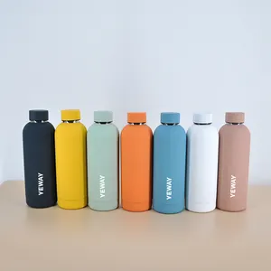 Garrafas Botella De Agua Gym 500Ml Dinding Ganda Terisolasi Stainless Steel Botol Air Minum Logam Warna-warni Termal Vacuum Flask