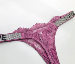 Slip a T da donna sexy a <span class=keywords><strong>vita</strong></span> <span class=keywords><strong>bassa</strong></span> con bordo in pizzo, intimo modellante push-up, con fondo in cotone, ecologico e traspirante - Product Image 4