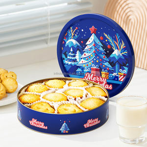 Galletas redondas de estaño de Navidad y fabricantes de galletas galleta danesa real Premium - Product Image 1