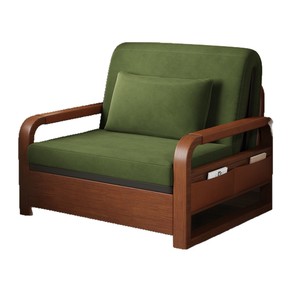Sofá Cama Extraíble de Cuero Encerado Marrón Vintage con Estructura de Madera, Cama Lounge Multifuncional para Apartamento, Hogar u Oficina - Product Image 1