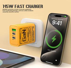 适用于iPhone充电器的145W最大usb-c适配器QC3.0 USB + C型USB手机充电器适用于iPhone适配器的手机配件 - Product Image 6