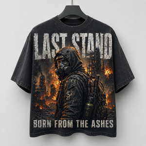 Camiseta de hombre Factory Streetwear de algodón de alto gramaje 300GSM con lavado ácido, corte oversize, estilo cropped y gráfico de pedrería - Product Image 3