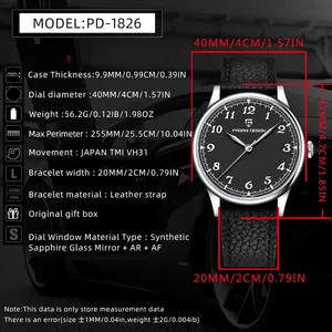 PAGANI DESIGN 1826 Nuovo Orologio da <span class=keywords><strong>Uomo</strong></span> con Quadrante Semplice Retrò, <span class=keywords><strong>Marca</strong></span> <span class=keywords><strong>di</strong></span> Alta Gamma, Cinturino in Zaffiro, Orologio al Quarzo da <span class=keywords><strong>Uomo</strong></span> per Business e Tempo Libero, Regalo - Product Image 4