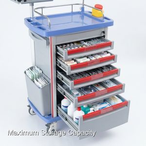 Медицинская тележка для экстренной помощи при несчастных случаях Keling Medical с доской для СЛР и держателем для кислородного баллона для использования в отделениях интенсивной терапии - Product Image 1