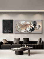 Peinture murale moderne en relief Poisson Koi, toile de grès tridimensionnelle, ensemble de deux tableaux muraux suspendus pour salon, style minimaliste moderne, pour canapé