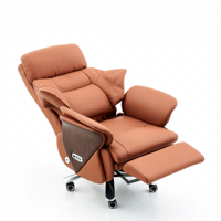 Chaise de bureau exécutive ergonomique contemporaine en cuir écologique avec hauteur réglable, massage et fonction pivotante
