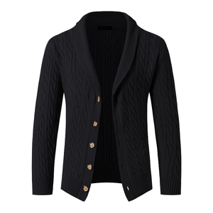 2025 New Men's Mandarin Collar Hooded Anti-Wrinkle <b>Cardigan</b> Korean Style <b>Thick</b> Long Sleeve Knit Sweater Jacket Zip Autumn Casual - Product Image 3