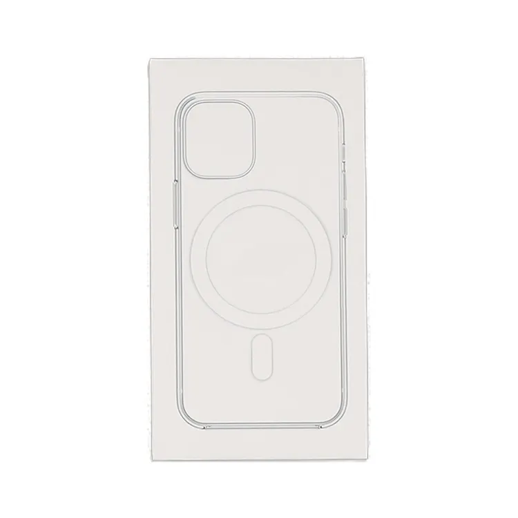 Grosir kecil kotak kertas karton putih universal dengan nampan plastik untuk iPhone casing ponsel Android penutup dengan pengisian magsafe