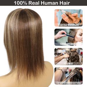 Postizo <span class=keywords><strong>de</strong></span> <span class=keywords><strong>Cabello</strong></span> Humano con Clip, <span class=keywords><strong>de</strong></span> Alta Calidad, con Frente <span class=keywords><strong>de</strong></span> Encaje Mono, Color Rubio Marrón Balayage, <span class=keywords><strong>de</strong></span> 6x6 Pulgadas, <span class=keywords><strong>para</strong></span> <span class=keywords><strong>Mujer</strong></span> - Product Image 4