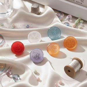 Boutons en résine transparente gaufrée colorés, motif floral vintage rond, accessoires de bijoux DIY pour vêtements - Product Image 4