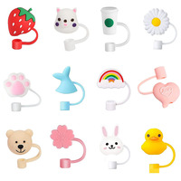 Paille couvre 8mm belle 3D personnalisé paille à boire breloques anti-poussière paille Toppers pour tasses Offre Spéciale PVC 1 pièce Silicone Opp sac
