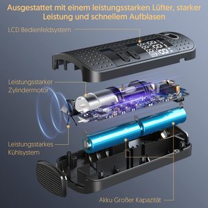 Pompe à gonfler les pneus portable avec manomètre numérique pour valves Schrader/<span class=keywords><strong>Presta</strong></span>/<span class=keywords><strong>Dunlop</strong></span> - Product Image 6