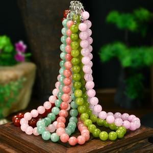 قلادة جديدة من 10 حبات من الأحجار الطبيعية الدائرية ، قلادة بوهيمي ملونة برقبة للعطلات ، قلادة عنق أنيقة مصنوعة يدويًا للنساء - Product Image 3