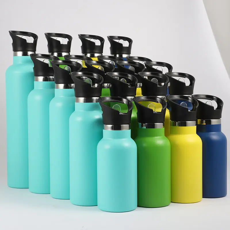 Customized logo moq 50pcs stainless steel vacuum insulated wide mouth custom gym water bottle thermal flask with handle