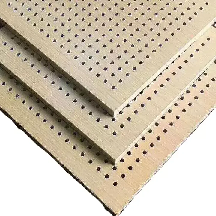 Eco decorazione parete interna pannelli acustica legno perforato scheda di assorbimento del suono per il progetto insonorizzato