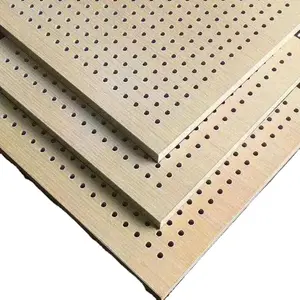 Panneau d'absorption phonique perforé en bois acoustique de panneaux de décoration de mur intérieur d'Eco pour le projet insonorisé