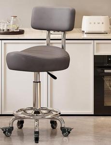 Silla de Salón de Belleza Exclusiva, Silla de Recepción, Taburete Alto con Ruedas Giratorias y Elevación, Taburete para Peluquería - Product Image 2