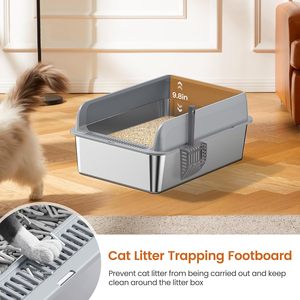 In the Trend Custom Large Capacity Square Stainless Steel <b>Cat</b> <b>Litter</b> Box with Splash-proof Design for All Size <b>Cats</b> - Product Image 5