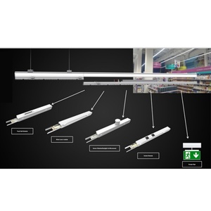 Système de rail d'éclairage linéaire LED suspendu modulaire pour supermarchés, épiceries, usines et entrepôts - Product Image 1