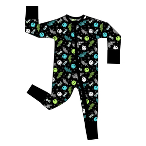 Vêtements pour bébés en bambou en gros, pyjamas pour enfants joyeux et originaux en bambou, pyjama à fermeture éclair bidirectionnelle à manches longues, pyjama en bambou pour bébé - Product Image 4