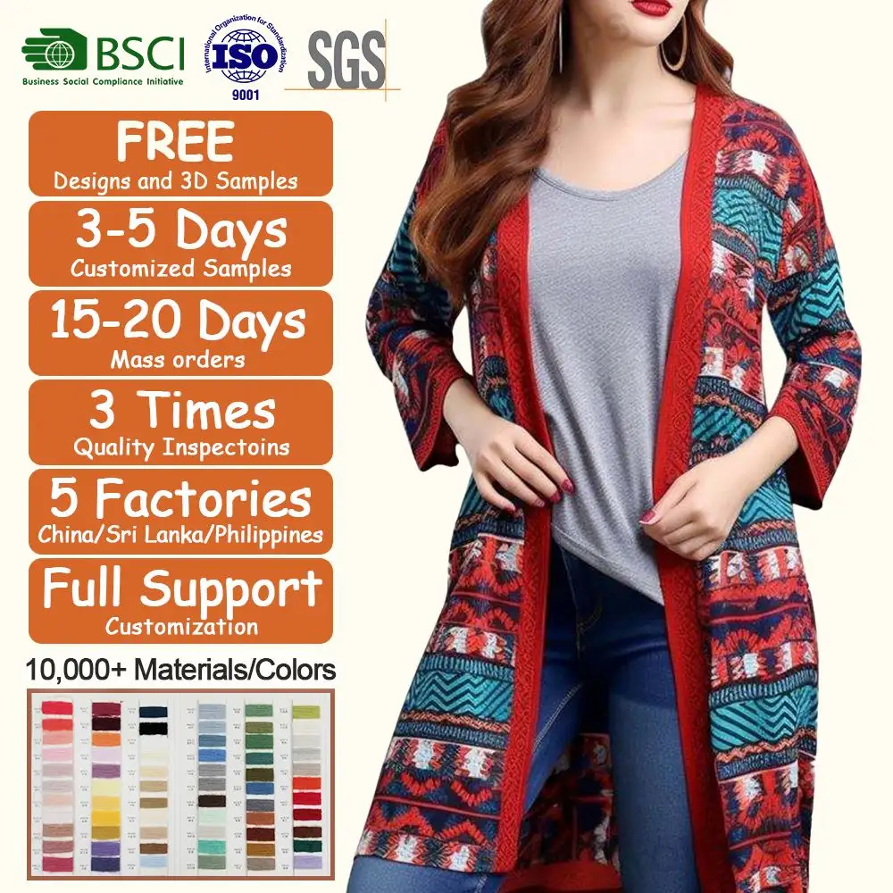 Womens Cộng Với Kích Thước Quần Áo Dài Boho May Dệt May Cardigan Phụ Nữ Ưa Thích Áo Len Phụ Nữ Ưa Thích Áo Len Phụ Nữ Áo Len Cardigan