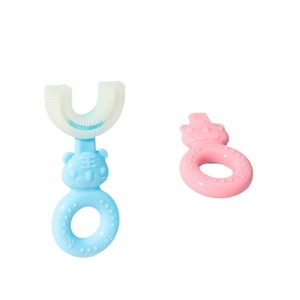 Brosse à dents en silicone souple en forme de U pour bébé YBK à usage domestique mignon carte blister emballée individuellement OEM - Product Image 5