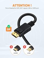 CableCreation Cable DP a VGA de 1080P y 6 pies, Adaptador Macho a Macho Chapado en Oro para Proyector, Monitor, PC