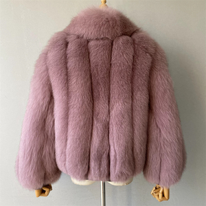 Giacca in Vera Pelliccia Spessa, Calda e Morbida, Lussuosa, con Collo Svolgibile, Logo Personalizzato, Invernale, da Donna, in Vera Pelliccia di Volpe, Casual, Streetwear, <span class=keywords><strong>Tutto</strong></span> in Pelliccia - Product Image 6