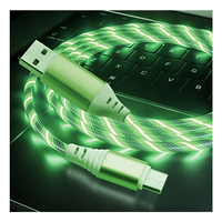 Kabel USB LED Cepat 2.4A dengan Logo OEM ODM Pabrik, Konduktor Tembaga Murni, Lampu LED Mengalir, Tipe-C/Micro USB Charger untuk iPhone Android