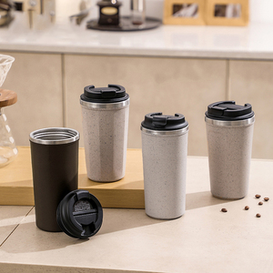 Thermos en acier inoxydable à double paroi avec ventouse 350 ml 500 ml Tasse à café fonctionnelle Tasse de voyage antidérapante avec couvercle - Product Image 1
