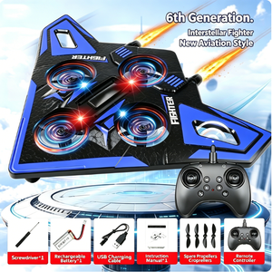 Drone de combat RC en mousse Interstellar 6e génération, 2.4G, anti-interférence, télécommande, vol stationnaire à une touche, lumières LED colorées, USB - Product Image 2