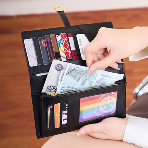 <span class=keywords><strong>Portafoglio</strong></span> <span class=keywords><strong>Donna</strong></span> Ultra-sottile a Doppia Piega, Porta Carte Semplice e Portatile, Elegante <span class=keywords><strong>Portafoglio</strong></span> Lungo Monocolore con Molteplici Scomparti - Product Image 3