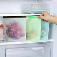 Herbruikbare Eco-Vriendelijke Lekvrije Ritssluiting Siliconen Voedselopbergzak Snackzak Voor Sandwich Vloeibaar Lunchfruit