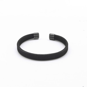 yunnique Minimalist Black Titanium Steel Open <b>Bangle</b> Geometric Design <b>For</b> <b>Men</b> And Women - Product Image 1
