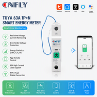 Interrupteur intelligent WiFi TUYA 1P + fil neutre, disjoncteur, télécommande, minuterie, compteur d'énergie KWH, protection contre les surtensions, interrupteur MCB 63A