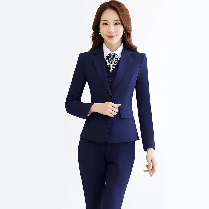 Women'S Casual Suit Pants Two-Piece Professional Women'S Interview Occupation Suit Overalls Uniform Long Sleeve Slim Suit